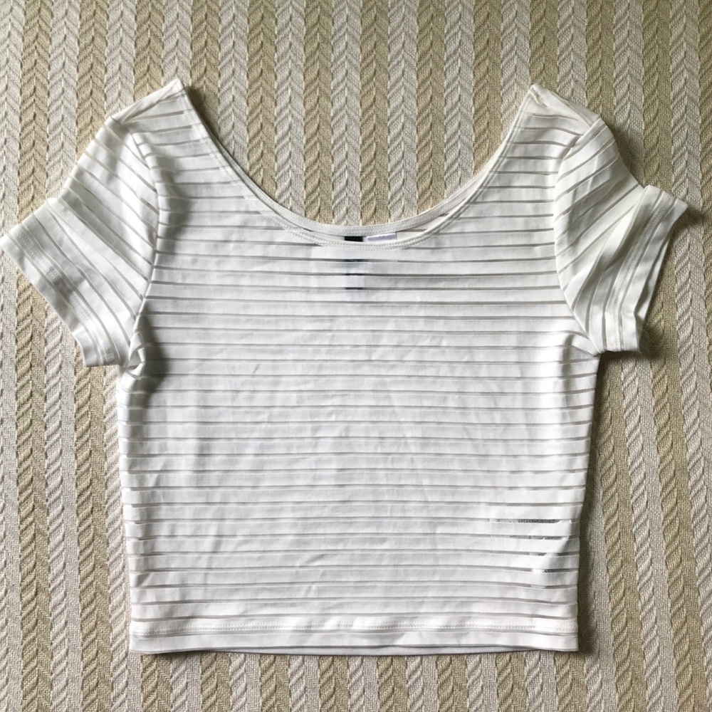 H&M White and mesh crop top